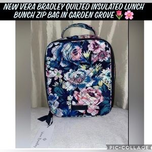 NEW Vera Bradley Quilted Insulated Lunch Bunch Zip Bag in Garden Grove🌷🌸💙